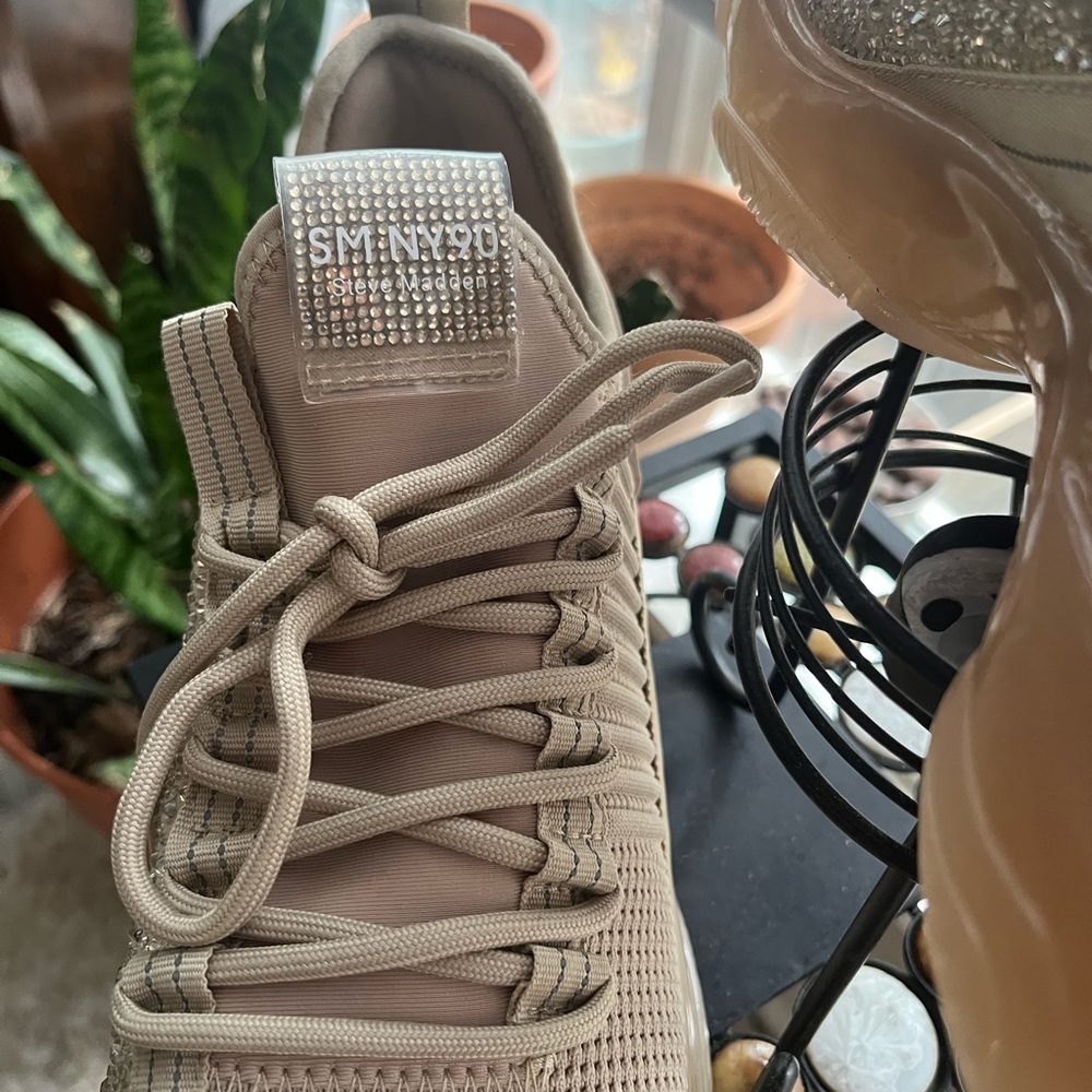 Steve Madden Taupe Sneakers with Rhinestone Detail